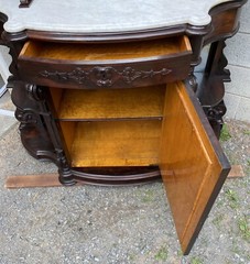 ROSEWOOD ROCOCO MARBLE TOP ETAGERE