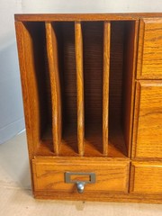 Vintage Oak Swivel Library Card Catalog CD Desk Cabinet