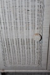 Vintage Bathroom Wall Shelf Cabinet Storage White Wicker 26x21x8