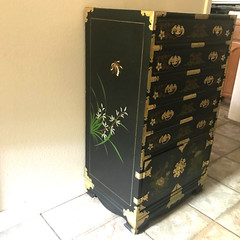 Vintage Chinoiserie silverware multidrawer cabinet chest