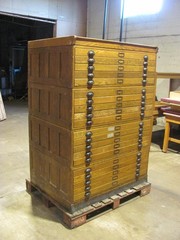 Vintage Hamilton wood 20 drawer flat file map cabinet 45.5″ x 34.5″ x 65″ high
