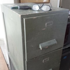 Vintage Green Wood 4 Drawer File Cabinet 52″ Height Shipping Available