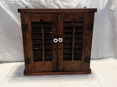 Vintage Cabinet With Working Shutters And Shelves- has brackets for easy hanging