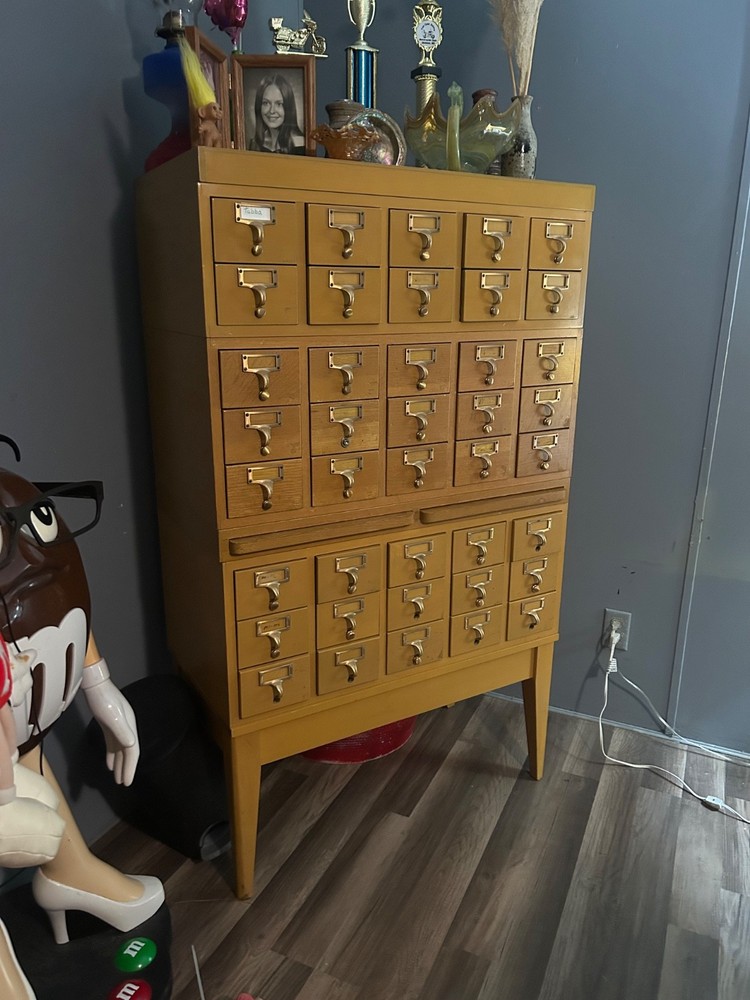 vintage card catalog, 40 drawers with two writing surfaces