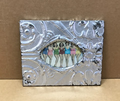 VTG Shabby 11″ Sq. Photo 4×6 Oval Silver Tin Ceiling Picture Frame Old 627-26B