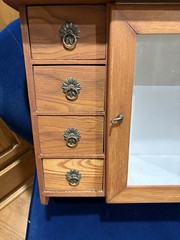 Victorian Farmhouse Antique Oak Medicine or Jewelry Cabinet With 4 Drawers