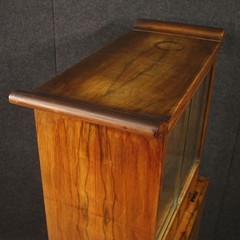Italian vitrine art deco style display cabinet bookcase in wood 20th century