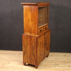 Italian vitrine art deco style display cabinet bookcase in wood 20th century