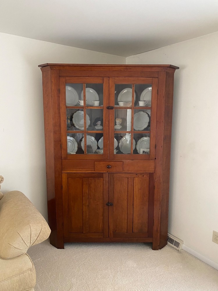 Antique 19th Century American Cherry Corner Cupboard China Cabinet-Org. Receipt!
