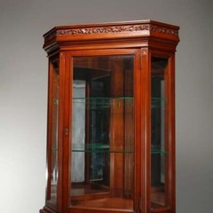 Antique Cherry Faceted & Mirrored Corner Cabinet c1890