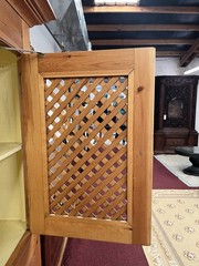 LARGE PINE FOUR-DOOR LARDER CUPBOARD