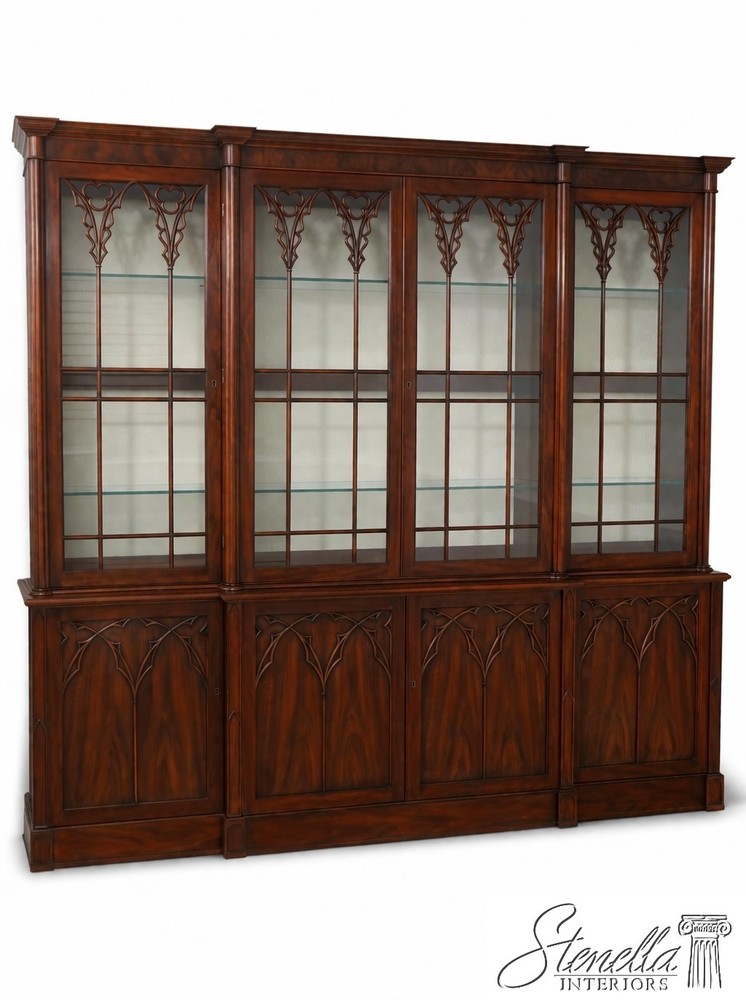 72383: JOHN WIDDICOMB Vintage Walnut Gothic Design Breakfront Display Bookcase
