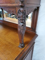 French Louis XV Oak Display China Cabinet Display Hutch with Beveled Glass 1900s