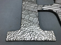 Decorative Salvage Tin Ceiling 16″ Patchwork Silver Metal VTG Letter R 224-25B