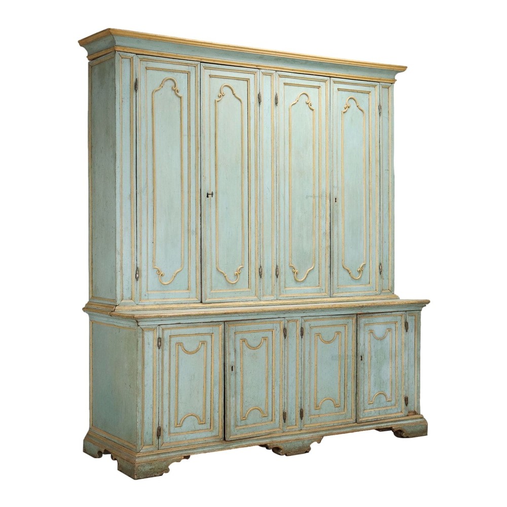 Antique Baroque Double-Body Cupboard Mid-18th Century Lacquered Woo Certified