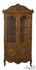 65196EC: French Louis XIV Style Paint Decorated Corner Cabinet