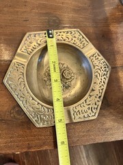 VTG Smoker Cabinet Brass Ashtray 1 Door Wooden Smoking Stand Pipe Humidor