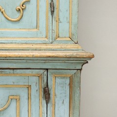 Antique Baroque Double-Body Cupboard Mid-18th Century Lacquered Woo Certified