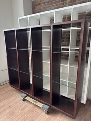 Mid Century Edward Wormley Dunbar Walnut Showcase Curio Display Cabinet Bookcase