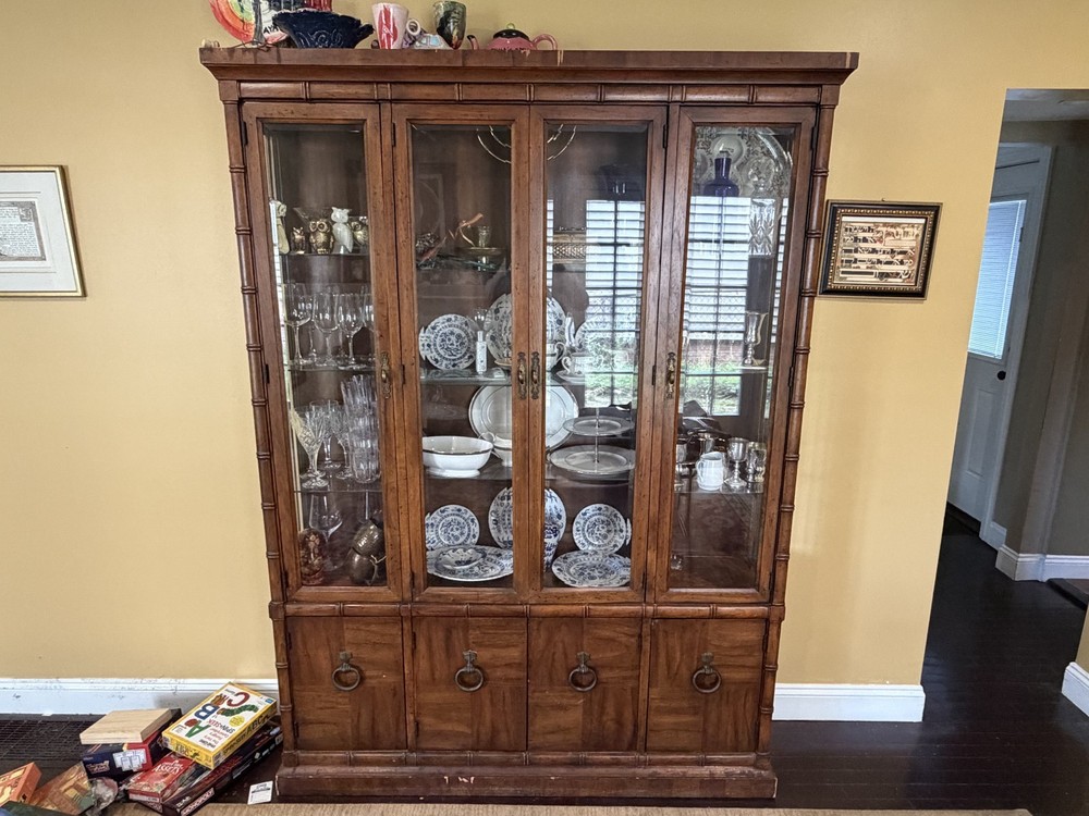 Antique Breakfront China Cabinet Two-Piece Hutch Display Case Local Pickup Only