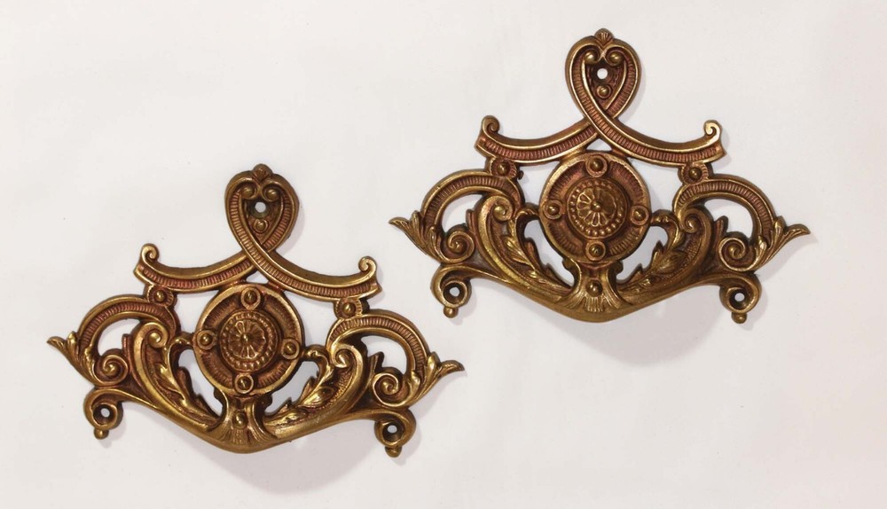 AMAZING PAIR 19thC EMPIRE ADAMS STYLE BRONZE BRASS CHEST of DRAWER HANDLES