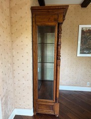 Vitrine, Louis XVI Vernis Martin Style, Carved Walnut fromFrance 1860