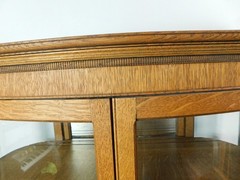 Rare 2 Door Antique Quartersawn Oak Bow Curve Glass China Cabinet Lion Feet
