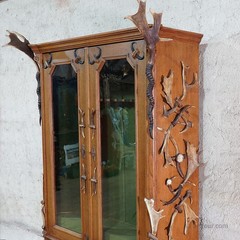 Large Black Forest Antler Gun Cabinet ca. 1900