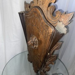 Antique Victorian Walnut Wall pocket Magazine Newspaper Rack Holder Spaniel Dog