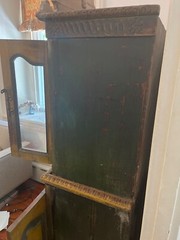 ANGLO INDIAN Almirah Cabinet. Antique Hand-Carved cupboard with glass doors