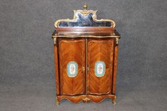 Antique 19th Century Louis XV Style Bronze Mounted Sevres Inset Cabinet Server