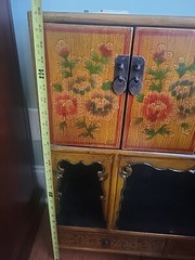 Antique Chinese Cabinet Armoire Lacquer Taborate Shandong Province Kuang Hsu