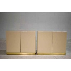 1980s Milo Baughman for Thayer Coggin Cream Lacquer Lighted Modular Bar or China