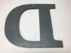 Decorative Salvaged Tin Ceiling 16″ Patchwork Silver Metal Letter D Old 1607-23B