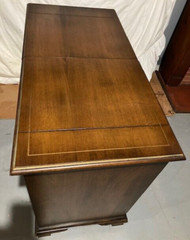 VTG (60’s) FLIP TOP DRY BAR CABINET W/GLASS SET /CASTERS / WINE RACK – ORIG OWNR