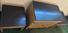 Vintage Asian Inspired Cabinet/Credenza with Black Laminate Top – MCM 1950s