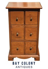 ANTIQUE QUEEN ANNE PENNSYLVANIA SIX DRAWER PINE SPICE CHEST / APOTHECARY CABINET