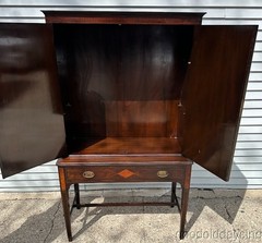 Antique Inlaid Mahogany / Walnut Edwardian Style China Cabinet Bookcase Bar