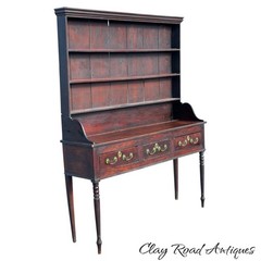 Antique welsh dresser cabinet cupboard walnut old finish 18th Hunt Board George