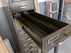 Yawman & Erbe metal file cabinet, used with 10 functional ball-bearing drawers