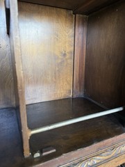 🍸Antique Prohibition Era Liquor Cabinet / Hidden Bar Leather Wrapped 1920s VTG