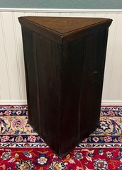 Antique English Corner Cabinet Carved Oak Hanging Wall Cabinet Storage c.1920s