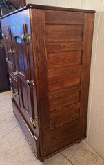 Antique Oak & Ash 3-Door Porcelain lined Ice Box
