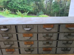 Vintage File Cabinet Ledger Catalog Industrial Drawer Storage Gray 24 Drawers