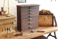 c.1900s Antique Primitive 25″ Desktop Tool Stationery File Cabinet Vtg 7 Drawers