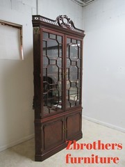 Henkel Harris Flame Mahogany Corner Cabinet Breakfront Hutch