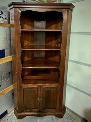 Plywood Early American Style Corner Cupboard Cabinet with Doors Vintage