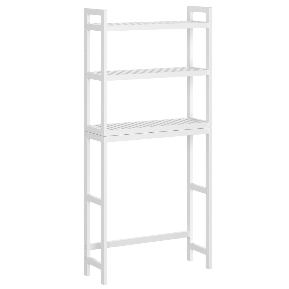 White Three-Tier Over-Toilet Shelf Unit With Adjustable Rust-Resistant Shelves