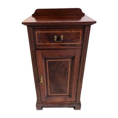 Antique 1890-1910 Edwardian Inlaid Half Commode Bedside Stand Cabinet
