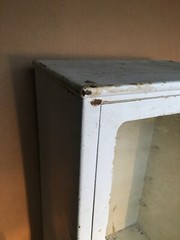VTG Shabby Medical Cabinet 25×42 Metal Glass Display Front White Chic 1026-26B